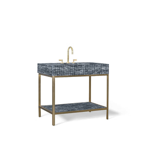 36” Single Vanity with Shelf in Catia Black and Brass