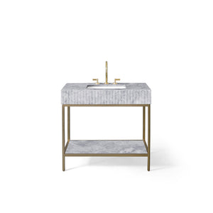 36” Single Vanity with Shelf in Catia Grey and Brass