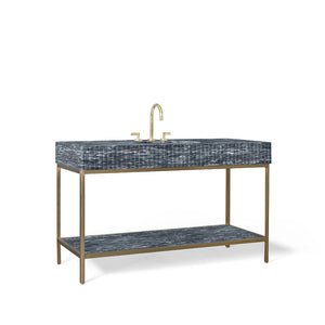 56” Single Vanity with Shelf in Catia Black and Brass