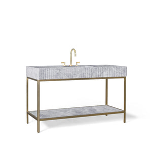 56” Single Vanity with Shelf in Catia Grey and Brass