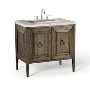 36” Single Vanity in Drifted Matte Brown with Iron Black with Calacatta Stone Top